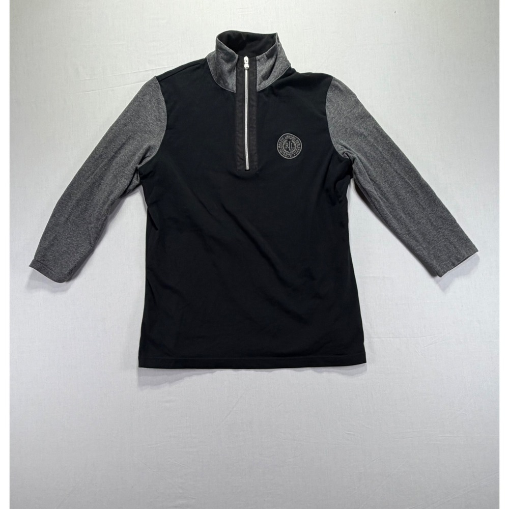 Ralph‎ Lauren Active Women Black Gray 1/4 Zip Pullover Sweatshirt/Jacket Size S
